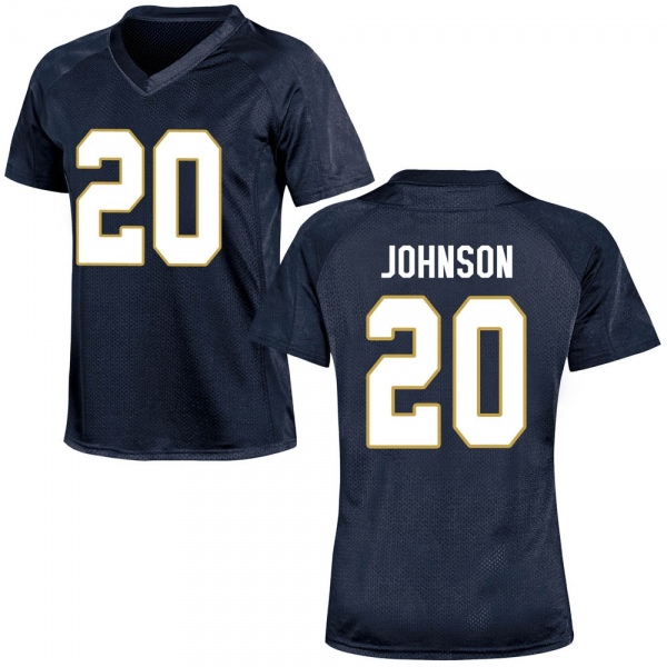 JoJo Johnson Notre Dame Fighting Irish NCAA Women's #20 Navy Blue Game College Stitched Football Jersey DCP3255DO
